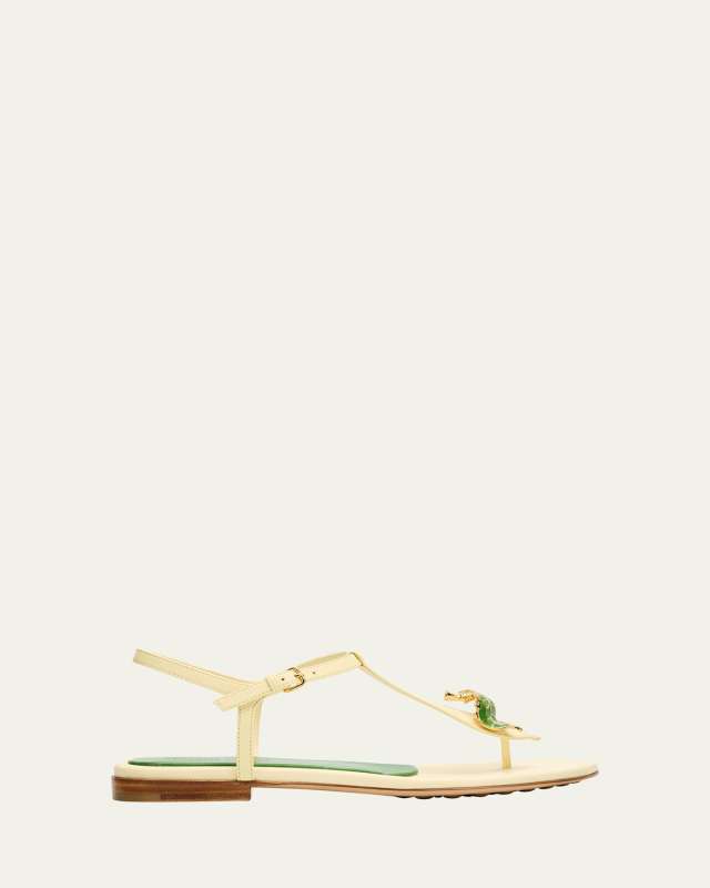 Rana Leaf Strap Leather Thong Sandals